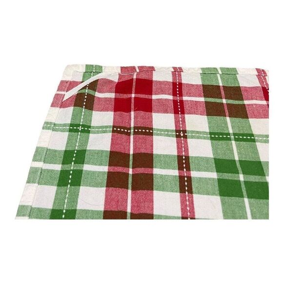 Christmas Plaid Kitchen Tea Towel With Snowman Iron on Patch 17.25x25 Flour Sack - Picture 5 of 5
